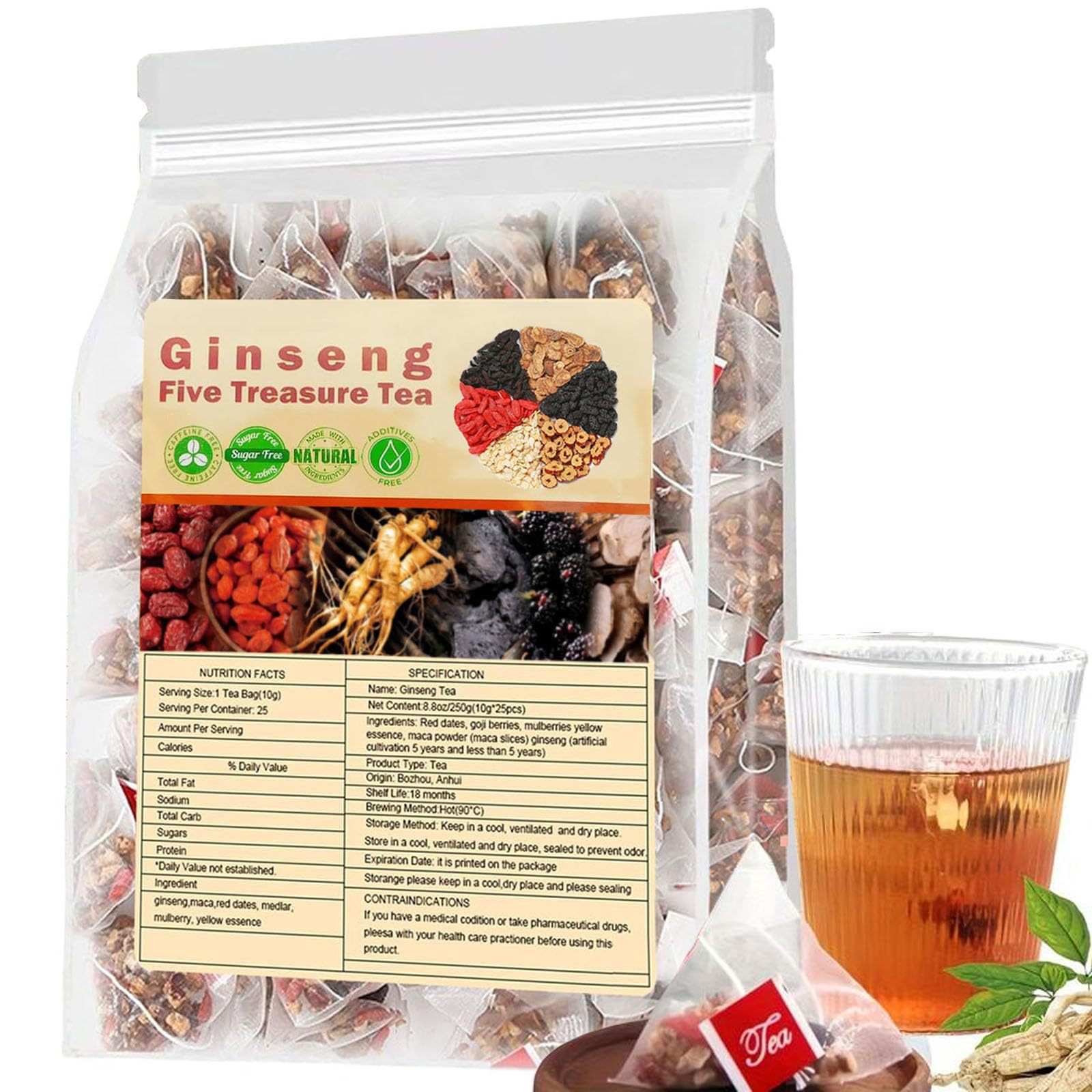Чай с женьшенем и пятью сокров – обзор и цена Herbal Wellness Supplement